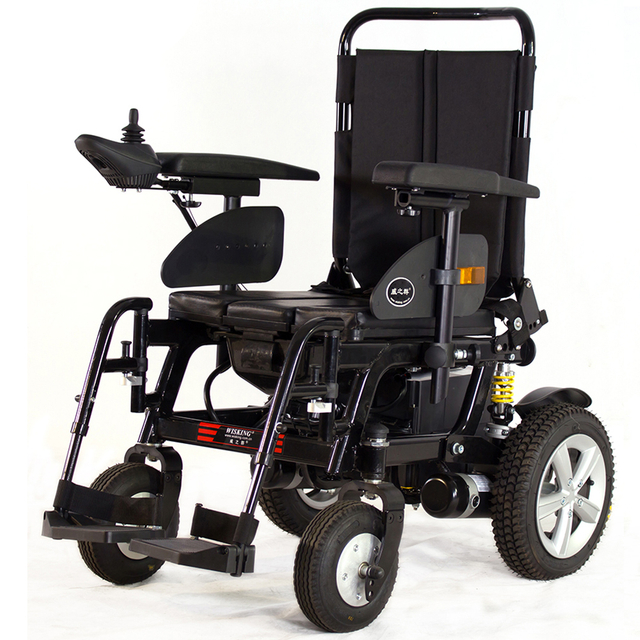 handicapped power wheelchair on jaunt with lead acid battery